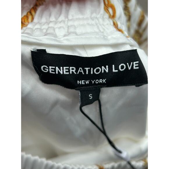 NWT Generation Love Capri Chain Print Satin Jogger in Gilded Chain White Size S - Picture 6 of 10
